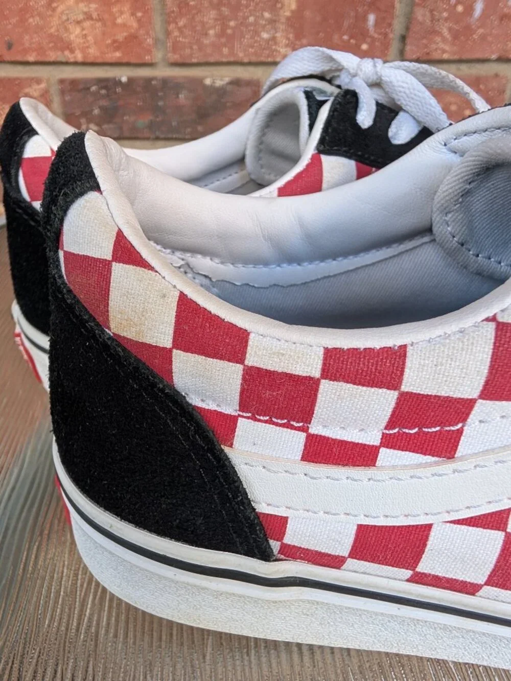 Women's VANS Red White Checkerboard Skate Shoes Size 9.5